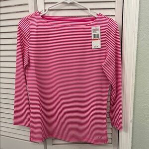 Vineyard Vines Pink and White Long Sleeve T-Shirt